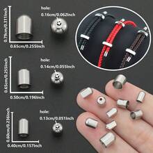10pcs Stainless Steel Rope End Caps DIY Handmade Bracelet End Accessories Approx. 3mm/4mm/5.5mm Hollow Hole Leather Rope Braided Rope End Stoppers Suitable For DIY Bracelets Necklaces Phone Chains Wire End Fixing Buckles Jewelry Connector Parts Rope And Shoe Accessories Materials DIY Jewelry Making Rope End Accessories - Round Head Bucket Buckle - View 3