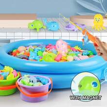 Magnetic Fishing Toy Set With Rod Net Pool Floating Fish, Parent-Child Bath Game For Indoor Outdoor Summer Play, Random Color Style Kids Gift - Multicolor - View 5