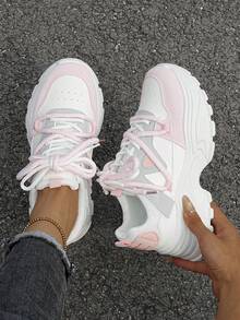 Flipark 1 Pair Women's Casual Lightweight Student Sports Shoes, Suitable For Outdoor Activities - Hot Pink - View 2