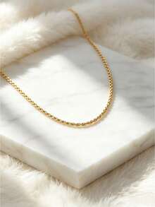 2 piezas/Set Collares de cadena larga en capas surtidos, acero inoxidable chapado en oro de 18K, trébol, cuerda retorcida, cadena de serpiente redonda, gargantilla apilable - Dorado - Ver 3