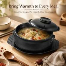 1 Pcs Korean Stone Pot Clay Cooking Pot Set, 38 Oz Heat Resistant Ttukbaegi, Ceramic Dolsot Bowl With Lid And Trivet, Ideal For Bibimbap, Korean Soup, Stew, Ramen And Rice - View 5