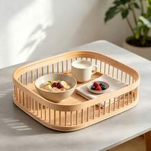 Nordic Teardrop Slatted Decor Tray, Multipurpose Tabletop Display Organizer Tray, Desktop Cosmetic & Fragrance Storage Tray, Home Decor Ornament Arrangement Tray, Not For Direct Food Contact - Champagne - View 1
