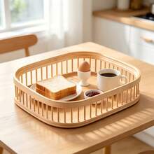 Nordic Teardrop Slatted Decor Tray, Multipurpose Tabletop Display Organizer Tray, Desktop Cosmetic & Fragrance Storage Tray, Home Decor Ornament Arrangement Tray, Not For Direct Food Contact - Champagne - View 2