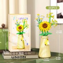 12 Styles Building Block Eternal Flower Vase Desktop Decor, Assembled Building Blocks, Small Particle Micro Building Block Flowers, Rose Sunflower Artificial Flower Model, Birthday Gift, Holiday Gift - Multicolor - View 15
