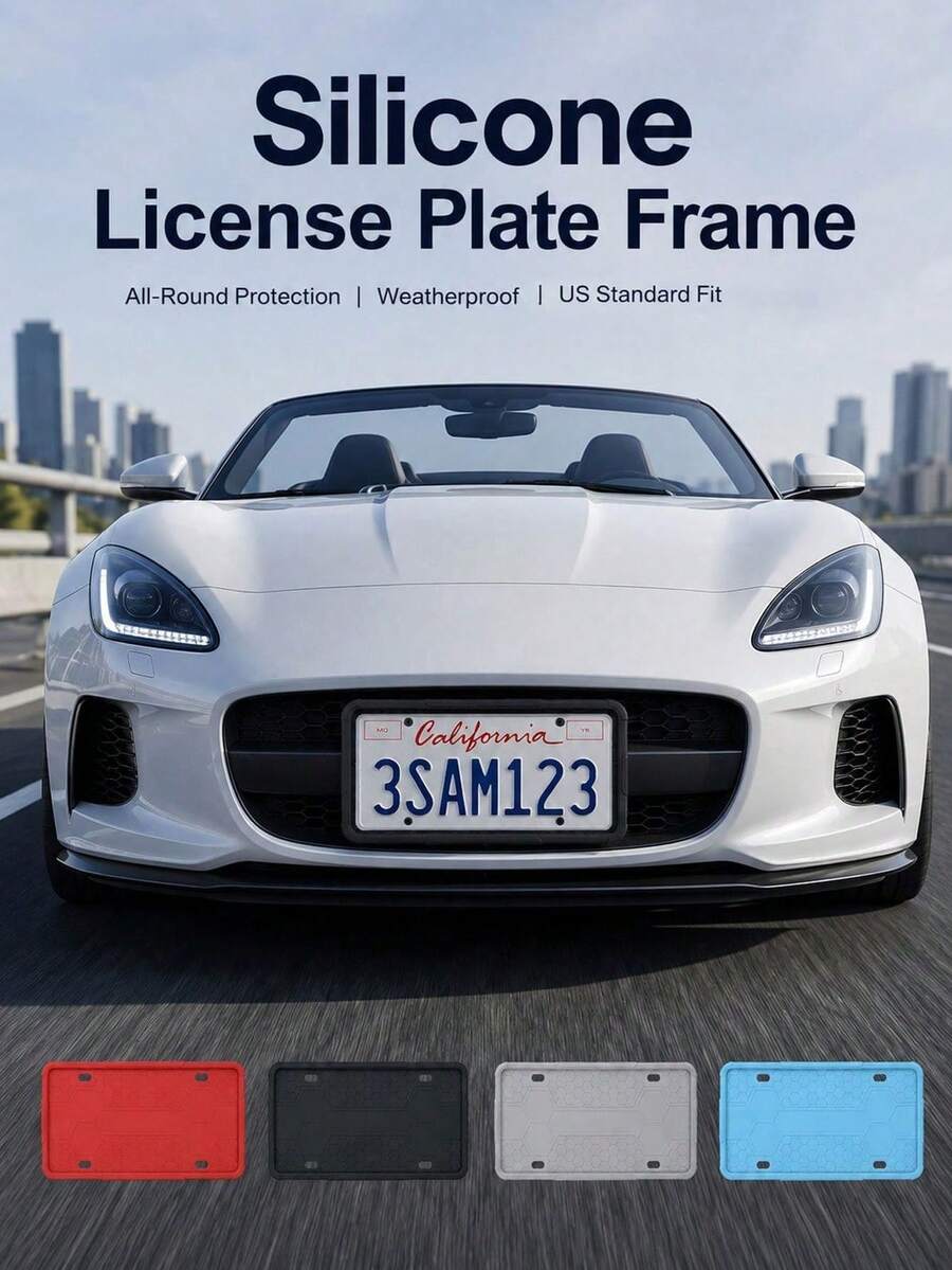 Heavy Duty Silicone License Plate Frame For US Cars, Waterproof Rustproof License Plate Cover, No-Scratch Protective Auto Tag Holder, Soft Rubber Car Accessories - A - View 1