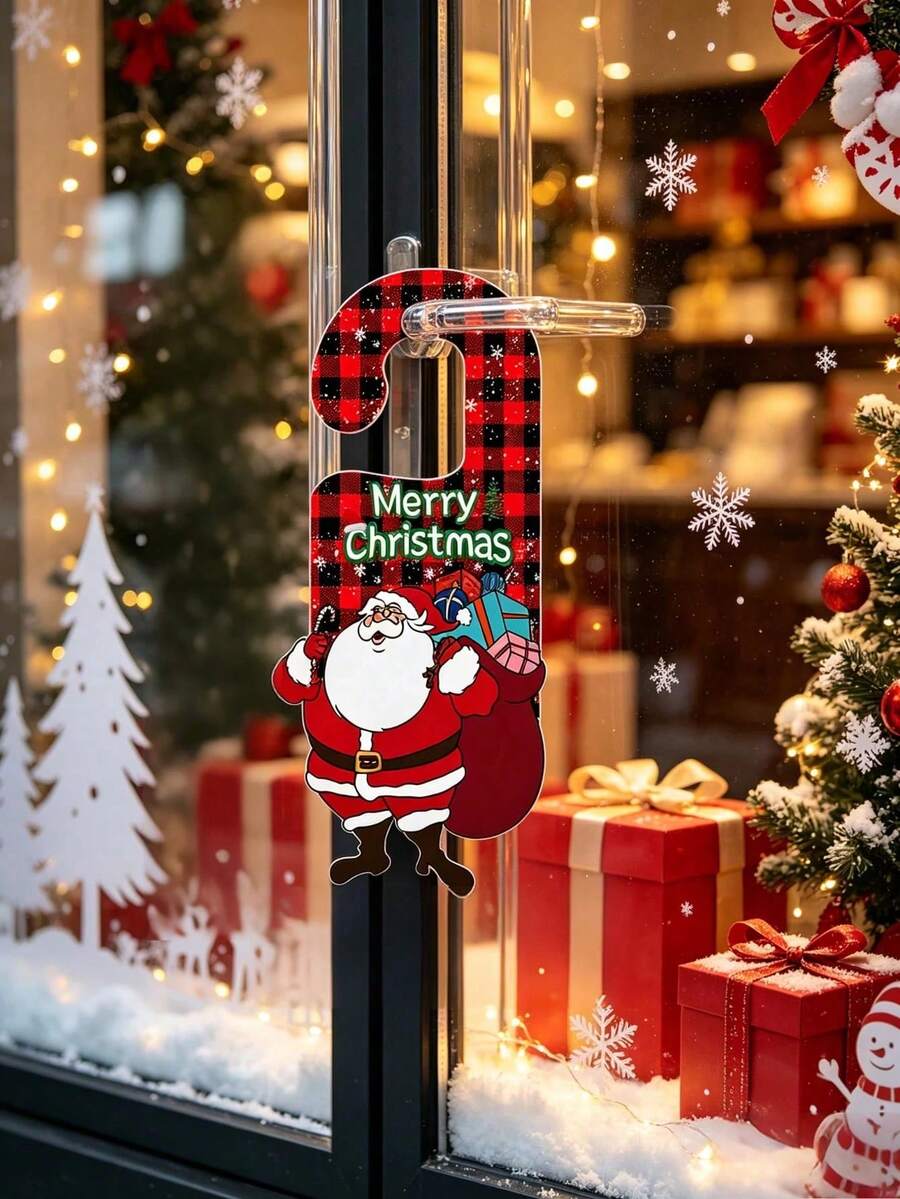 6pcs Set New Christmas Happy Door Handle Hanging Decor, Christmas Party Door Decoration Props, Christmas Decoration, Home Christmas Decor, Winter Decoration - Christmas Party Door Hangers - View 1