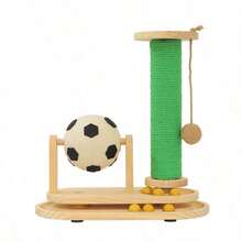 3-In-1 Wooden Cat Scratching Post Cat Toy, Includes Cat Scratching Ball, Rolling Track Ball And Hanging Ball, Protects Furniture, Relieves Cat Boredom, Suitable For Indoor Cats - one-size - View 7