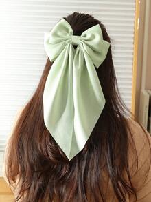 1件女款清新綠色蝴蝶結緞帶髮夾，適合日常配戴、春夏、度假、派對、外出 - 綠色 - 查看 6