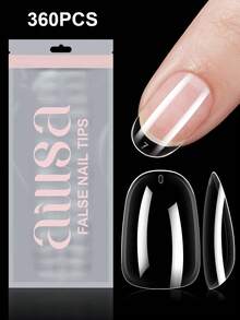 360/192/120pcs Short Oval False Nail Tips, 12 Sizes Clear Nail Patches, Suitable For Nail Extension, Home DIY Wearable Nails, Nail Art Supplies - Clear - View 8