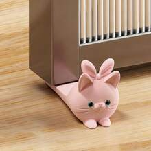 Door Stopper, 3D Printed, Pink Cat Design, Rabbit Ear 3D Structure, Non-Slip And Wear-Resistant Material, Prevents Door Collision, Avoids Finger Pinching, Stable Placement For Home And Office Spaces - C - View 9