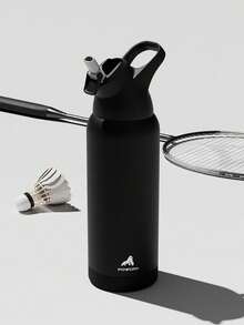 Powcan 32 Oz Stainless Steel Insulated Water Bottle With Straw And Carry Loop, Double-Walled To Keep Cold For 24 Hours, Leak-Proof, Suitable For Sports And Travel - Black - View 2
