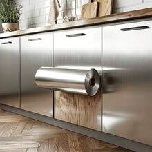 Easy Clean Stainless Steel Countertop Self-Adhesive Paper - For Kitchen - Dishwasher - Refrigerator And Other Appliances Rust Protection, Self-Adhesive Easy Peel And Stick - Silver Stainless Steel Appearance Peel And Stick Wallpaper - Rust-Proof - Waterproof - Removable - Silver Brushed - View 2