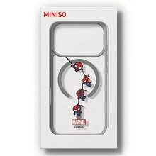 Miniso Marvel 蜘蛛人卡通磁吸 MagSafe 保護殼，適用於 iPhone 17/17 Pro Max/16/17 Pro/15/14/16 Plus/17 Air/13/15 Pro/12/15 Plus，適合學生使用的防摔硬殼，相容 Apple 裝置 - 灰色 - 查看 5