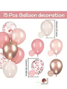 30pcs Rose Gold Vintage Pink Balloons | Pink And White Balloon Combination With Metallic Rose Gold Confetti Balloons, Suitable For Girls, Women's Birthday, Bohemian Style Wedding, Coming Of Age, Engagement, Gender Reveal Party, Princess Party, Graduation Ceremony - Multicolor - View 11