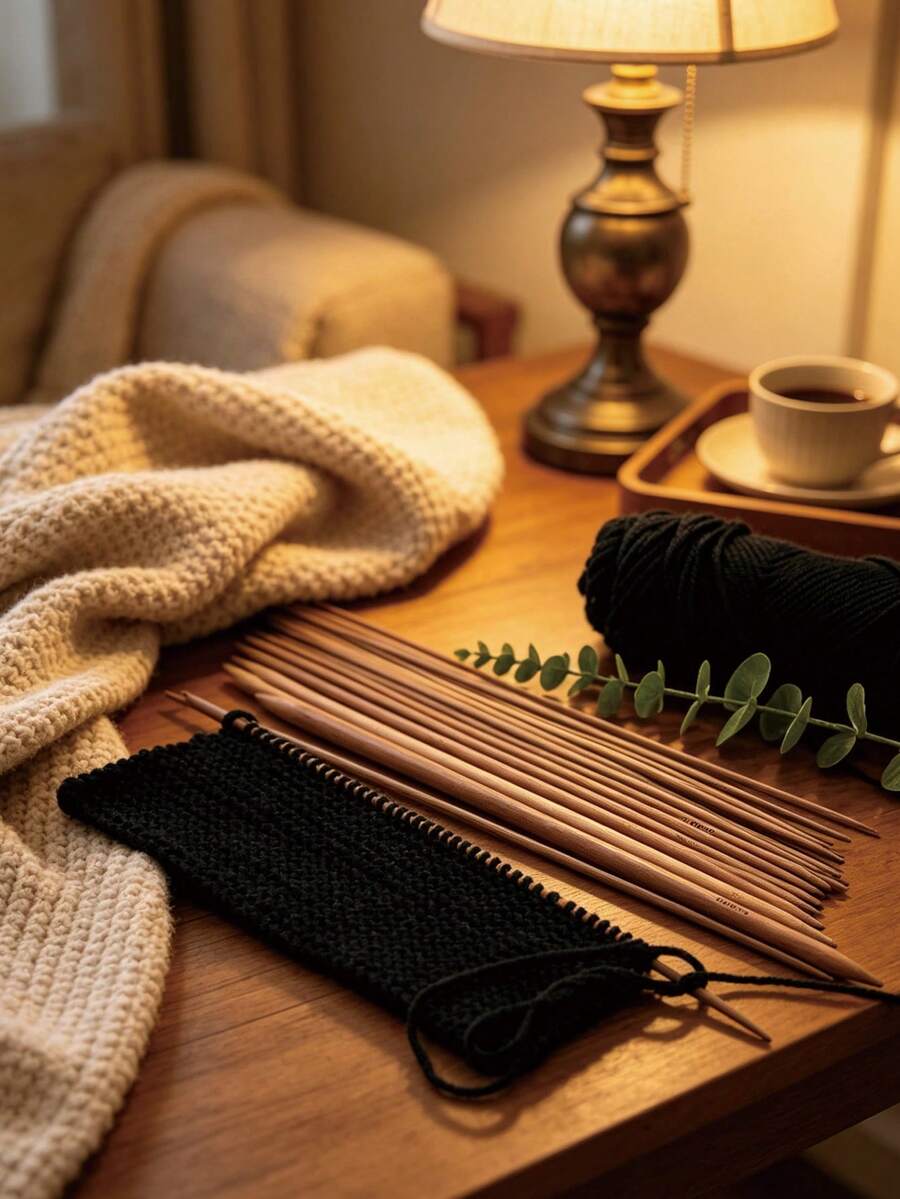 4pcs Extra Long Carbonized Bamboo Double-Ended Knitting Needles, 35cm Smooth Straight Sweater Needles, 2.0-10.0mm Multiple Sizes Available, Suitable For Large Sweater Making, Scarves And DIY Knitting Crafts - Knitting Needles - View 1