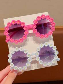 2pcs/Set Cute Fashion Colorful Floral Pattern Kids Eyewear Set For Boys And Girls, Card Display Only, Shipping Not Included - Multicolor - View 6