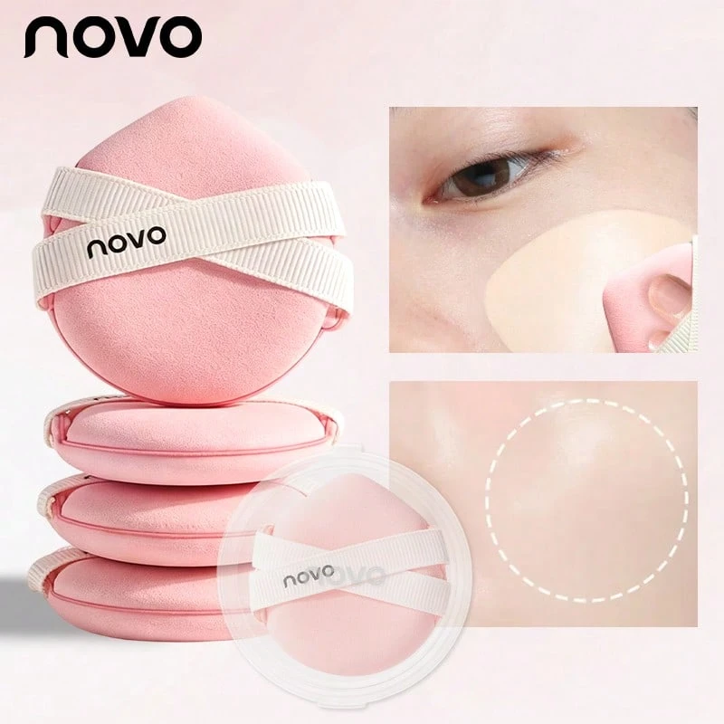NOVO 2/3個超級柔軟水滴形化妝海綿附收納盒，乾/濕雙用粉色粉撲，柔軟無瑕，適用於液體、遮瑕膏、乳霜與底妝化妝工具 - 彩色 - 查看 1