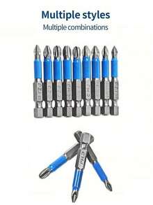 6PCS Magnetic Screwdriver Bit Set - Anti-Slip, 1/4" Hex Shank, Suitable For Electric And Manual Drills - Includes PH1, PH2, PH3, PZ1, PZ2, PZ3 Bits - Multiple Styles - View 12