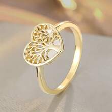 1 pieza Anillo de mujer con diseño de árbol de Navidad en forma de corazón elegante, regalo navideño - Multicolor - Ver 12