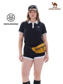 CAMEL CROWN Women's Outdoor Sports T-Shirt, Polo Shirt Short Sleeve Top, Comfortable Breathable Quick-Dry, Suitable For Spring And Summer All Year Round - Phantom Black - View 1