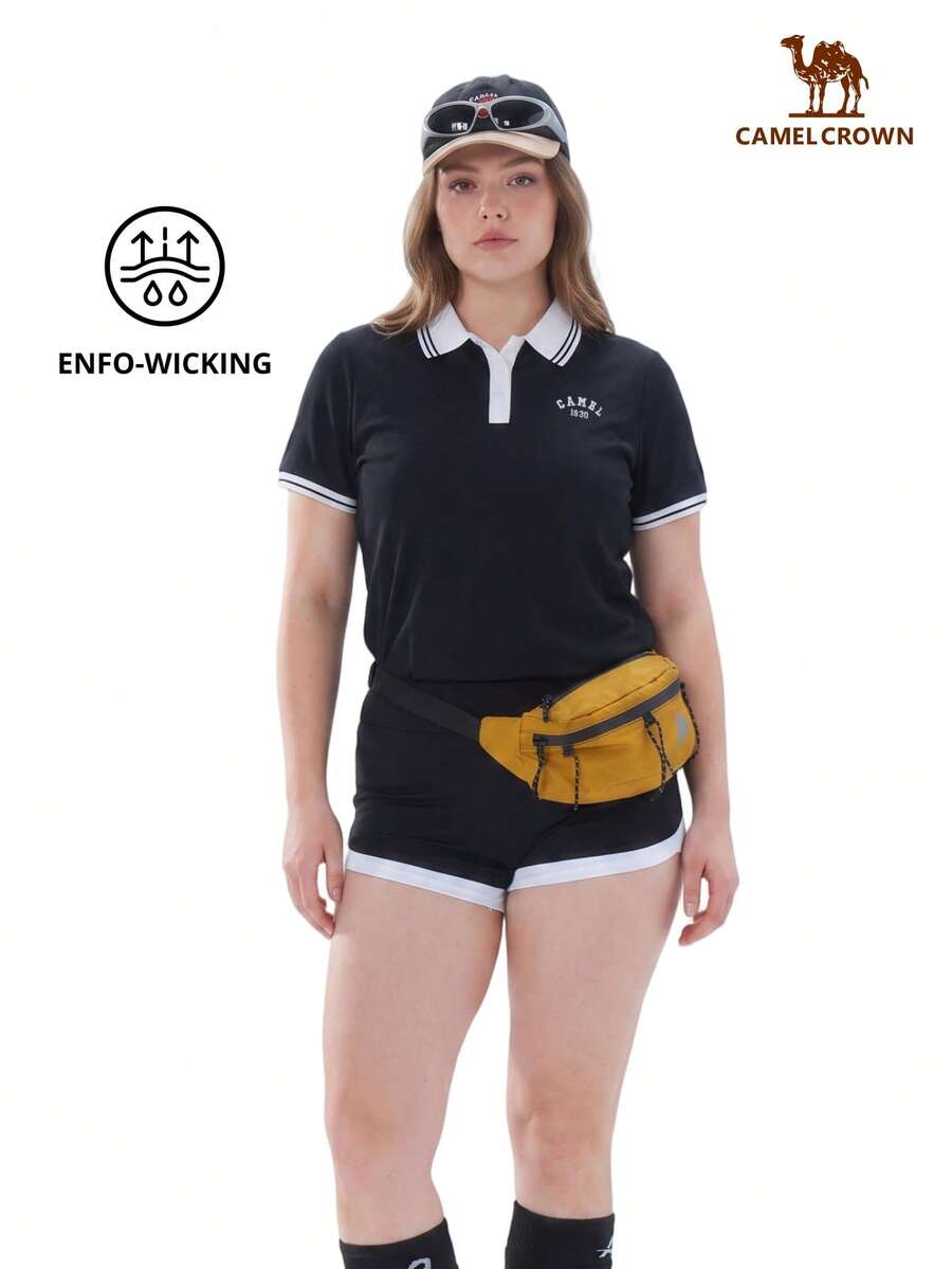 CAMEL CROWN Women's Outdoor Sports T-Shirt, Polo Shirt Short Sleeve Top, Comfortable Breathable Quick-Dry, Suitable For Spring And Summer All Year Round - Phantom Black - View 1