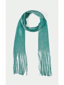 Noxbound 1pc Women Solid Fringe Decor Fashion Scarf For Daily Life Accessories - Green - View 2