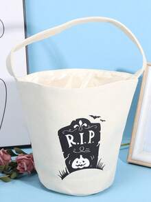 1pc Halloween Pumpkin Bucket, Candy Tote Bag, Halloween Basket, Halloween Decoration, Halloween Party Decor, Happy Halloween Decoration, Suitable For "Trick Or Treat" Party Supplies And Accessories - Conventional - View 9