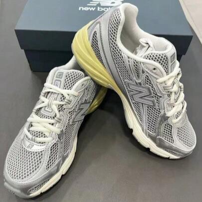 New Balance New-Balance 740 Low-Top Unisex Chunky Sneakers, Versatile Comfortable Wear-Resistant Platform Sole, Shock-Absorbing Breathable Upper Silver Casual Trainers
