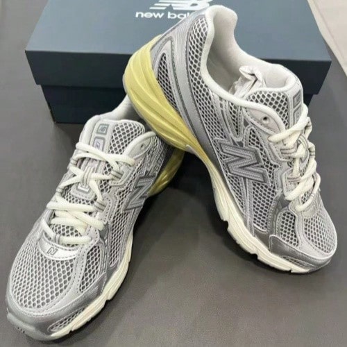 New Balance New-Balance 740 låga unisex chunky sneakers, mångsidiga bekväma slitstarka träningsskor med plattformsula, stötdämpande andningsbar ovandel, silverfärgade casual sneakers
