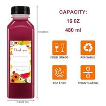36 botellas de plástico de 16 onzas con tapas, botellas de jugo con tapas, recipientes reutilizables transparentes a granel para jugos, leche y otras bebidas - Transparente - Ver 3