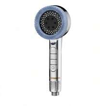 4-Mode Handheld Shower Head With PVC Hose | High-Pressure Spray Gun, One-Touch Stop, Built-In Filter & Silicone Massage Bristles – Silver Finish - sliver-1pc - View 8