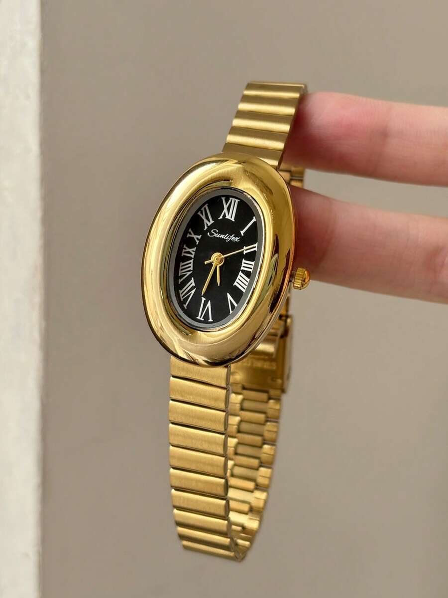 1pc Square Bamboo Knot Quartz Watch In Gold/Silver Color, Suitable For Daily Wear And Perfect Gift For Birthday, Christmas - Gold - View 1