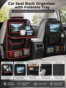 Bolsa de almacenamiento universal para asiento de coche con bandeja para tableta, organizador multifuncional que mantiene el interior del coche ordenado y organizado - A - Ver 4