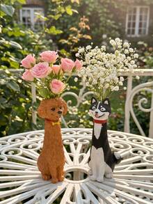 1pc Handmade Funny Dog-Shaped Unique Resin Vase, Home Desktop Decor Ornament | Home Decor, Room Decor, Bohemian Style, Desktop Decor, Cute Collectible, Unique Gift, Dining Table Centerpiece, Housewarming Gift - New Model - View 4