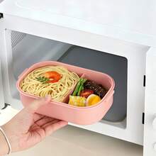 1pc Lunch Box - Pink - With Utensils, Bento Box With Spoon, Microwave Adult Lunch Box, Insulated Bento Lunch Bag, With Sauce Container, Stackable Food Storage Container Set - Multicolor - View 9