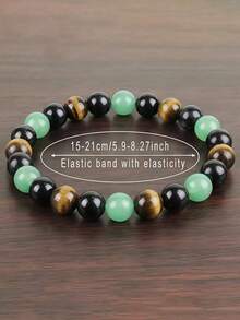 YAUKIA Bracelet de chance en aventurine verte 8 mm, apporte le bien-être et le calme émotionnel, le succès, bijou de yoga et de méditation, cadeau idéal - Multicolore - Voir 4