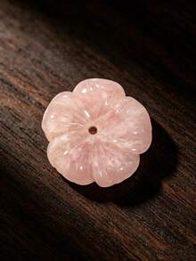 1PC Elegant Rose Quartz Carved Flower Pendant, Healing Natural Crystal Accessory, Suitable For Jewelry Making, DIY Necklace And Waist Chain Material, Valentine's Day Gift - Carved Flowers - View 9
