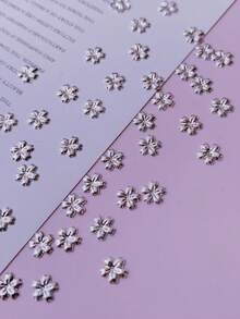 100pcs Metal Rivet Cherry Blossom Style Nail Art Decorations, DIY Metal Floral Nail Art Decor, Japanese Punk Style, Nail Art Supplies, Nail Art Accessories, Y2K Nail Charms - Multicolor - View 5