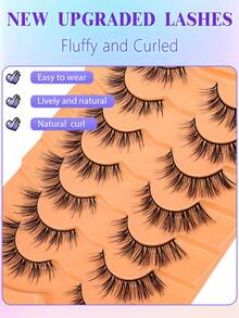 7 Pairs False Eyelashes,Natural Look Fake Eyelashes Strip False Lashes - Black - View 6