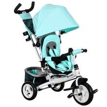 HOMCOM Triciclo para Bebés Triciclo Evolutivo para Niños con Toldo Plegable Mango de Empuje Telescópico y Desmontable Bolso para Mamá y Portabotellas 102x49x102 cm Verde Mint - Verde - Ver 10