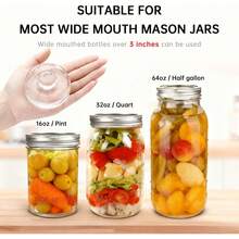 3pcs/6pcs/9pcs Wide Mouth Glass Fermentation Jars With Weights - Pickling Jars With Airtight Lids, Efficient Fermentation - Durable Transparent Fermentation Lids And Weights, Suitable For Sauerkraut, (B Flower) - View 6
