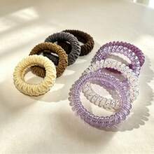 High Elastic Spiral Hair Ties, Thick Telephone Cord Hair Bands, Hair Accessories For Ponytail, Convenient For Office, Travel, Bathroom, Suitable For Women, Girls - Multicolor - View 12