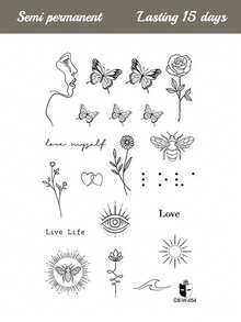 1pc Semi-Permanent Abstract Creative Pattern Temporary Tattoo Sticker, Waterproof Non-Reflective DIY Gift For Party & Festival, Lasts 1-2 Weeks, For Hand Back, Arm, Shoulder, Neck, Collarbone - Blue - View 6