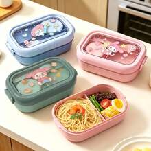 1pc Lunch Box - Pink - With Utensils, Bento Box With Spoon, Microwave Adult Lunch Box, Insulated Bento Lunch Bag, With Sauce Container, Stackable Food Storage Container Set - Multicolor - View 4