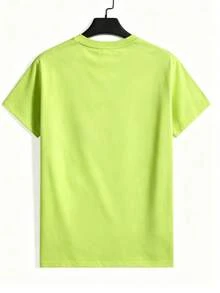 Women's Summer Casual T-Shirt, Y2K Letter & Car Print Round Neck Short Sleeve Crew Neck Tee For Holiday, Vacation, Spring Festival & Graphic Summer - 螢光綠 - 查看 2