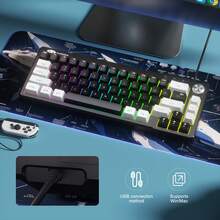 MAGEGEE TS68 Mechanical Feel Keyboard, Win Compatible, Cool RGB Lighting, 19-Key Anti-Ghosting, Ergonomic Design, Multi-Function Knob, 66-Key - View 2