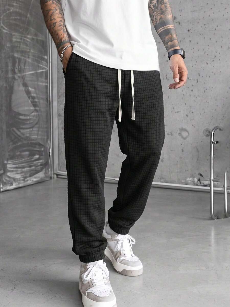 Men's Fashion Casual Long Pants, Spring/Autumn, Versatile Daily Wear, Thermal Lined - Black - View 1