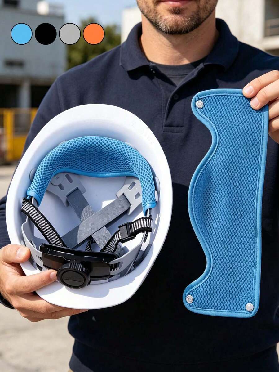 Universal Helmet Sweat Pad, Helmet Sweat Towel, Hat Sweat Lining, Construction Helmet Forehead Anti-Abrasion, Washable Mesh Cooling Pad, Construction Hat Replacement Accessory, Detachable And Reusable, Washable, Protective Accessory, Sweat-Absorbent And Breathable, Suitable For Construction, Moving, Outdoor Work And Daily Use, Gift For Spouse, Father, Employee - Multicolor - View 1