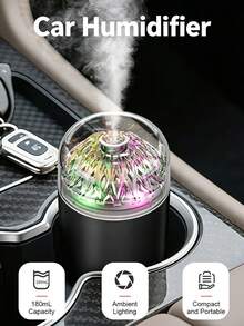 EIGIIS 1pc Portable Mini Humidifier 180ml Small Humidifier 2 Modes Large Mist USB Personal Desktop Humidifier Suitable For Home Bedroom Car Office Travel Yoga 7 Color LED Light Low Noise Operation - A - View 2