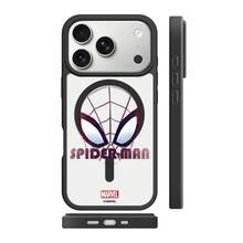 Miniso Marvel Spider-Man 格紋情侶小眾個性化 MagSafe 磁吸充電保護殼，適用 iPhone 17 Pro Max/18 Pro/18 Pro Max/16 Pro/15 Plus/17 Air/14/13/12/16 Pro Max/15 Pro，防震，適用 Apple - 黑色 - 查看 3